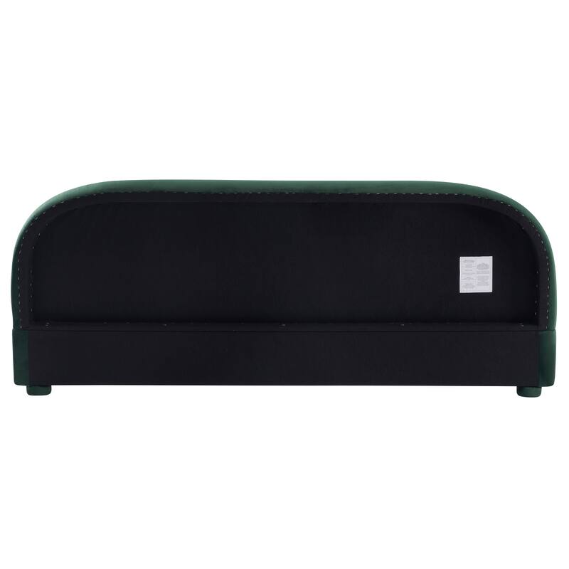 Roomfitters King Velvet Upholstered Bed Frame, Curved Headboard