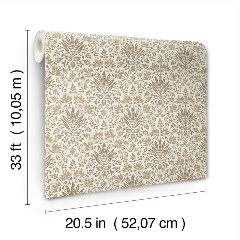 Chris Loves Julia x A-Street Prints Woodbury Brown Floral Damask Wallpaper