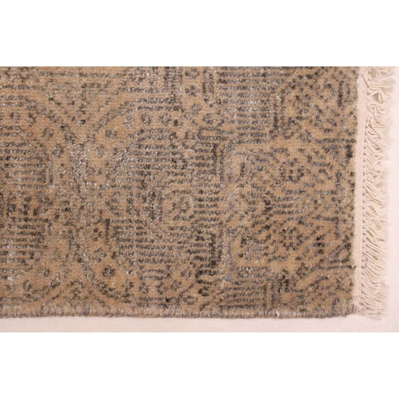 ECARPETGALLERY Hand-knotted Heritage Tan Silk, Wool Rug - 2'6 x 10'2