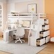 preview thumbnail 32 of 44, Full Size Wood Loft Bed with Drawers, Shelves & Desk Full - White