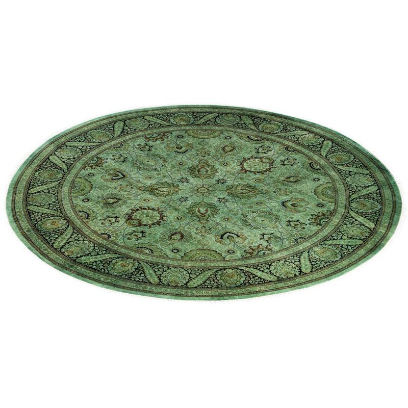 Overdyed One-of-a-Kind Hand-Knotted Area Rug - Green - 8' 1" x 8' 1"
