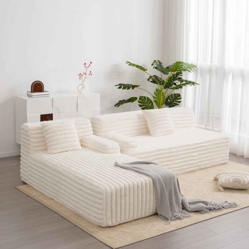 110" Cloud Sectional Sofa Upholstered Couch Free-combined Sofa