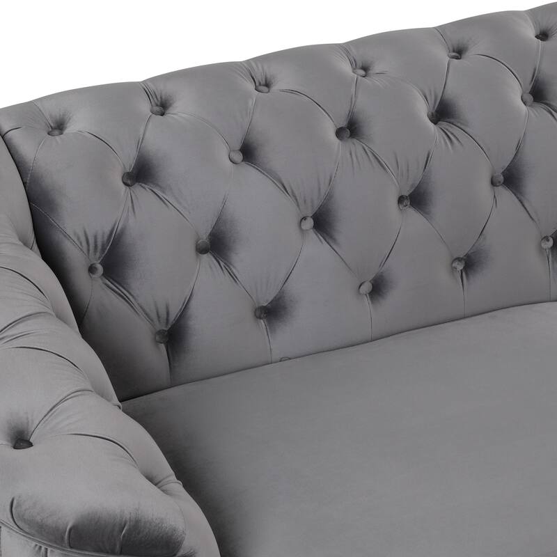 82.4" Velvet 3-Seat Sofa with Solid Wood Frame and Ergonomic Backrest - Soft Padded Seat
