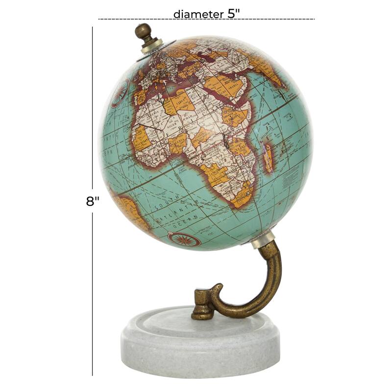 Teal, Black or White Marble Globe with Marble Base