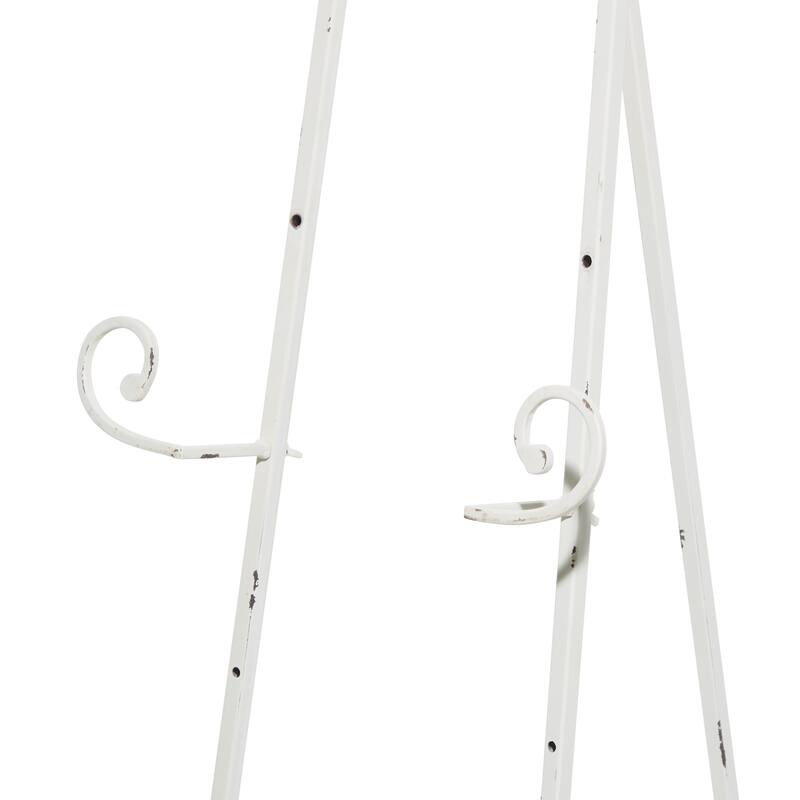 White Metal Large Adjustable 3 Tier Scroll Display Easel with Chain Support