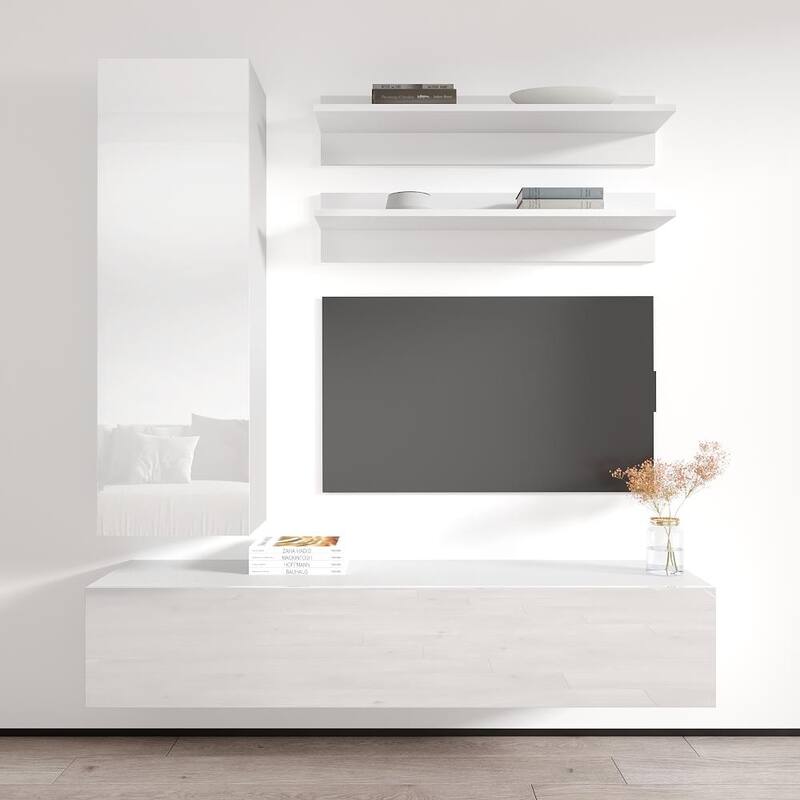 Fly H1 30TV Wall Mounted Floating Modern Entertainment Center - White