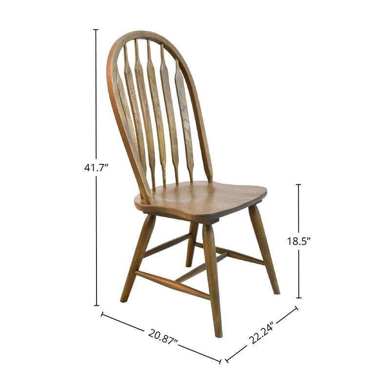 Colonial Solid Oak Arrow Back Side Chair, Weathered Chestnut (Set of 2)