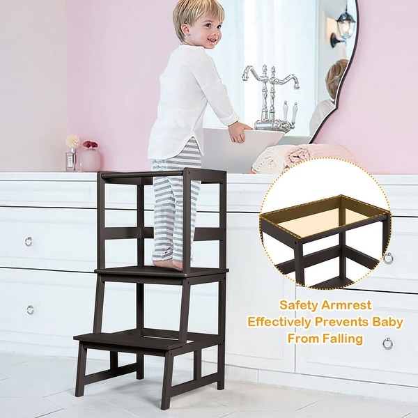 Costway Kids Kitchen Step Stool Wooden Toddler Stand Helper w