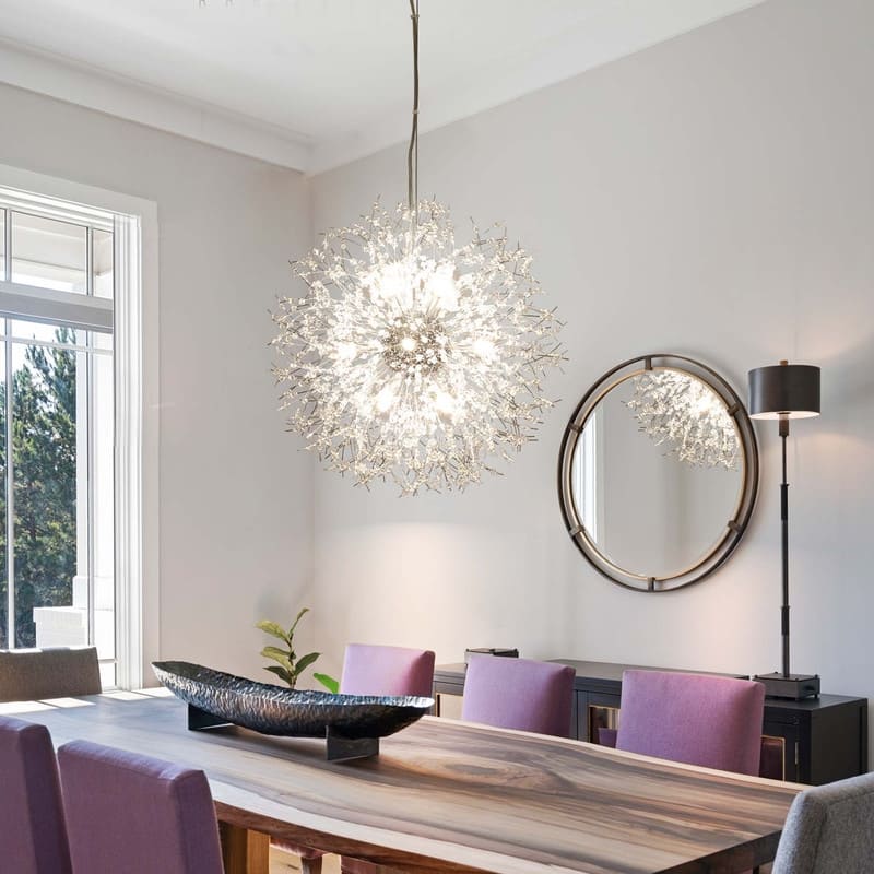 8/9/12/16-Light Modern Linear Sputnik Globe Pendant Starburst Firework Crystal Chandelier