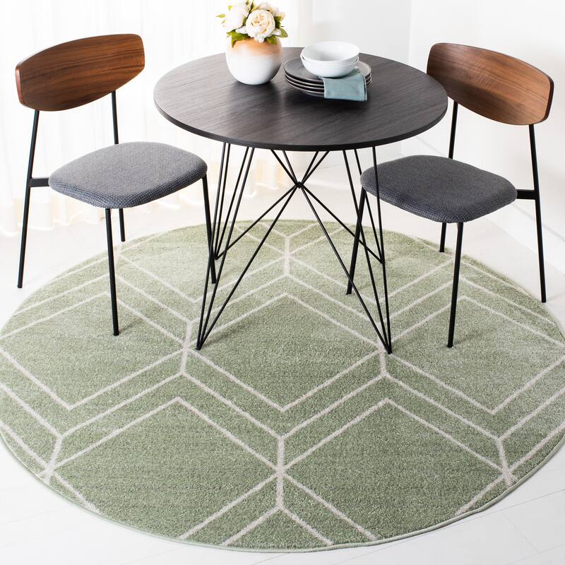 SAFAVIEH Adirondack Benilda Modern Geometric Rug - 4' Round - Sage/Ivory