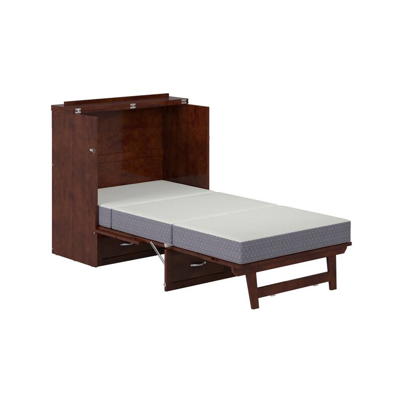 AFI Northfield Murphy Bed Chest with 6" Mattress, Storage Drawer & Built-In Charger