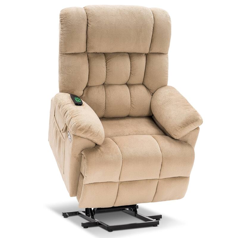 MCombo Power Lift Recliner Chair with Massage, Heat, Adjustable Headrest, Extended Footrest-(PU/Fabric)