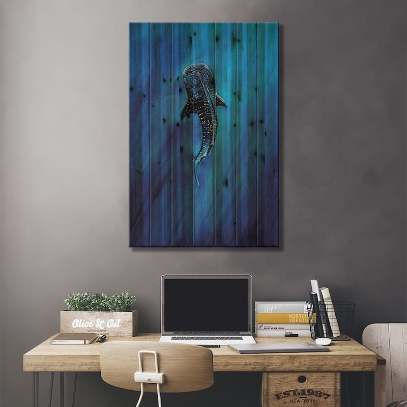 Whaleshark II Print On Wood by Karli Perold - Multi-Color