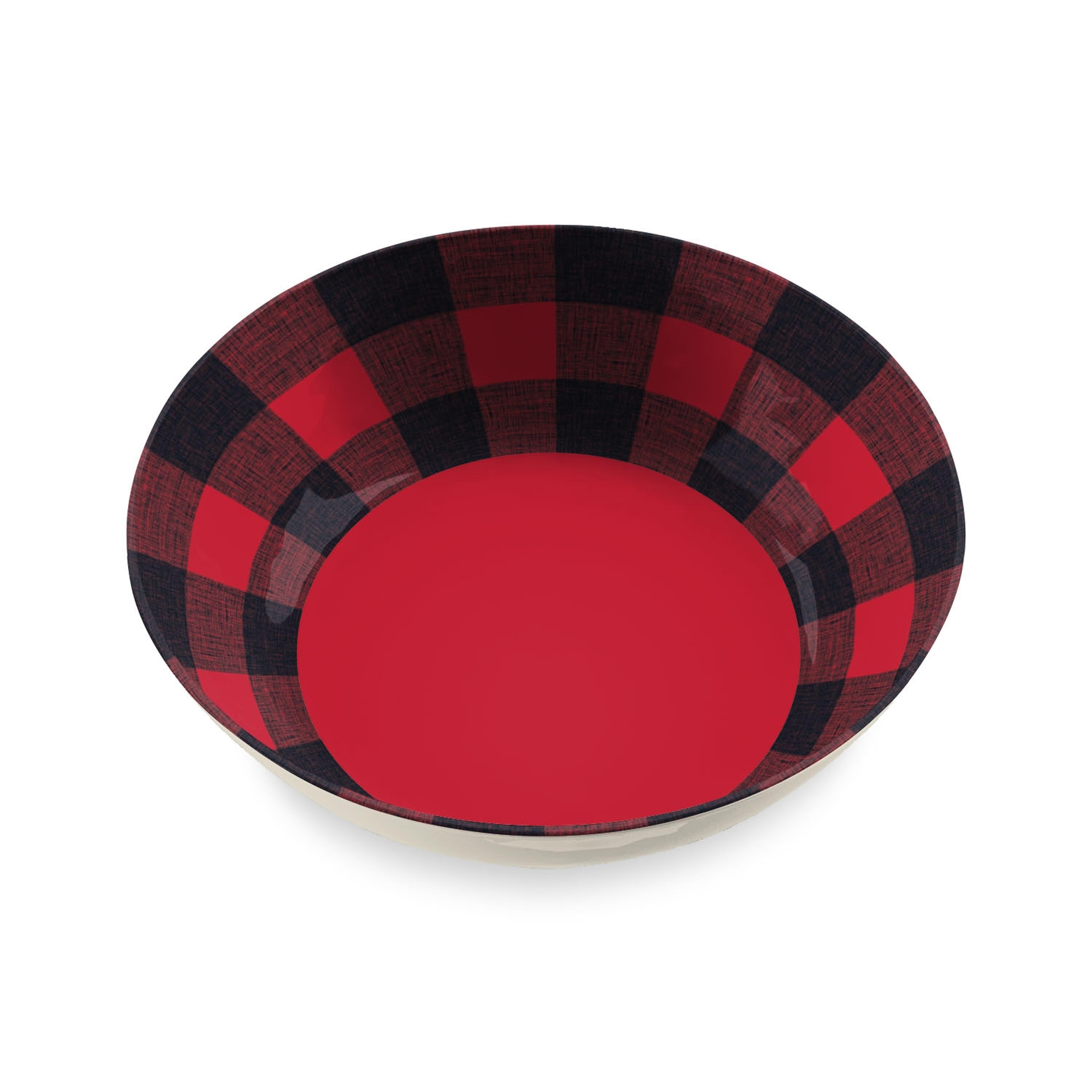Abode Homewares Vintage Lodge Melamine Buffalo Check Serving Bowl - Red - 11.9"