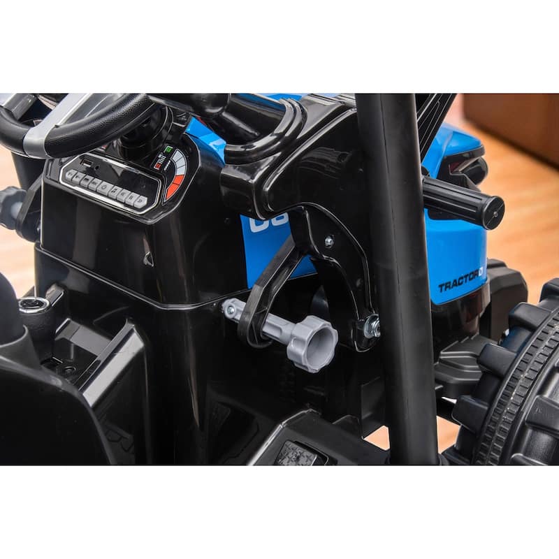 24V Kids Ride On Tractor with Remote Control, Electric Pedal Car with Trailer, Working Loader & Backhoe Digger