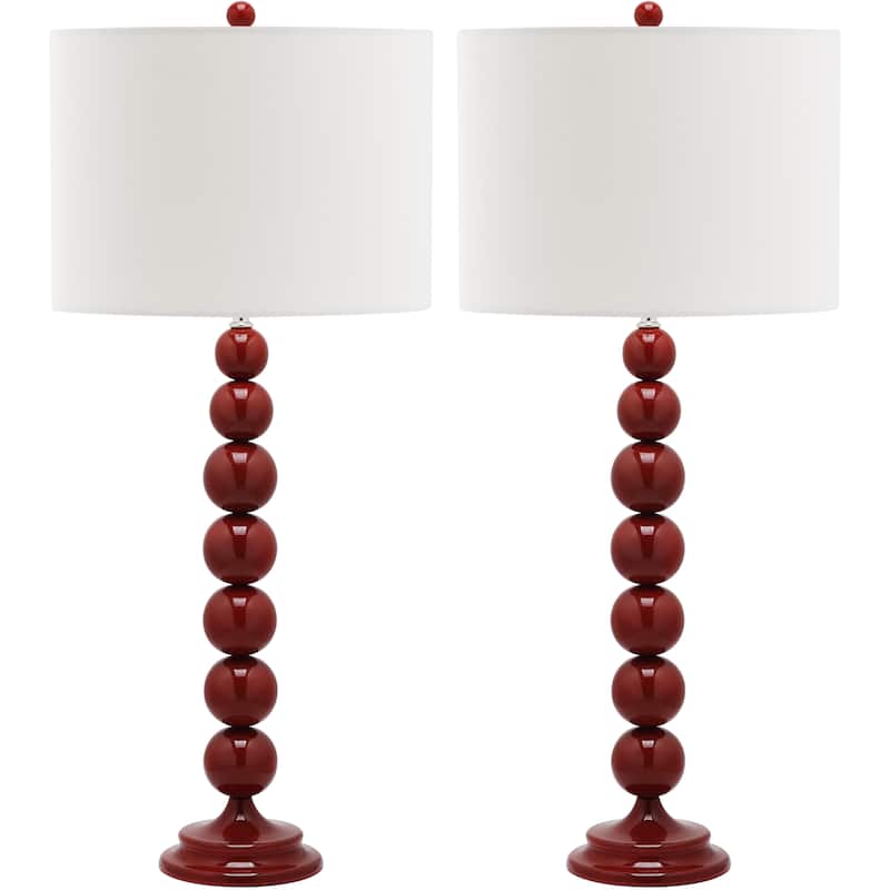 SAFAVIEH Lighting Mechelle 31-inch Stacked Ball White Table Lamp (Set of 2) - 14"x14"x31.5" - 14Wx14Dx32H