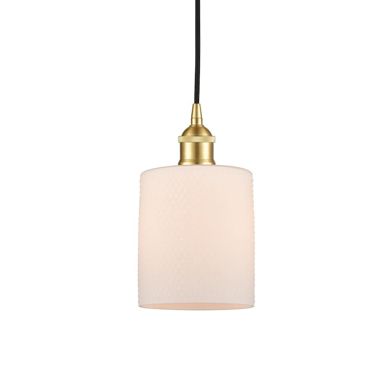 Innovations Lighting 616-1P-10-5 Cobbleskill Pendant Cobbleskill 5" - Satin Gold / Matte White