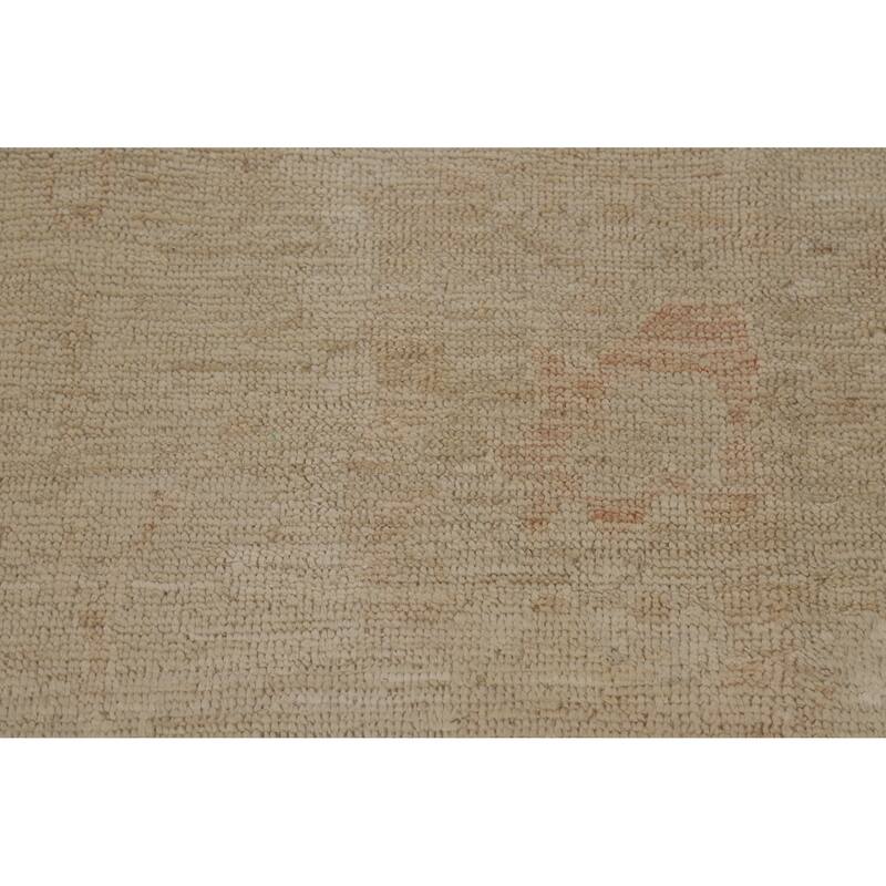 Hand Knotted Oriental 100% Wool Carpet Transitional All-Over Beige & Ivories Oushak Area Rug - 13' 6'' X 9' 10''