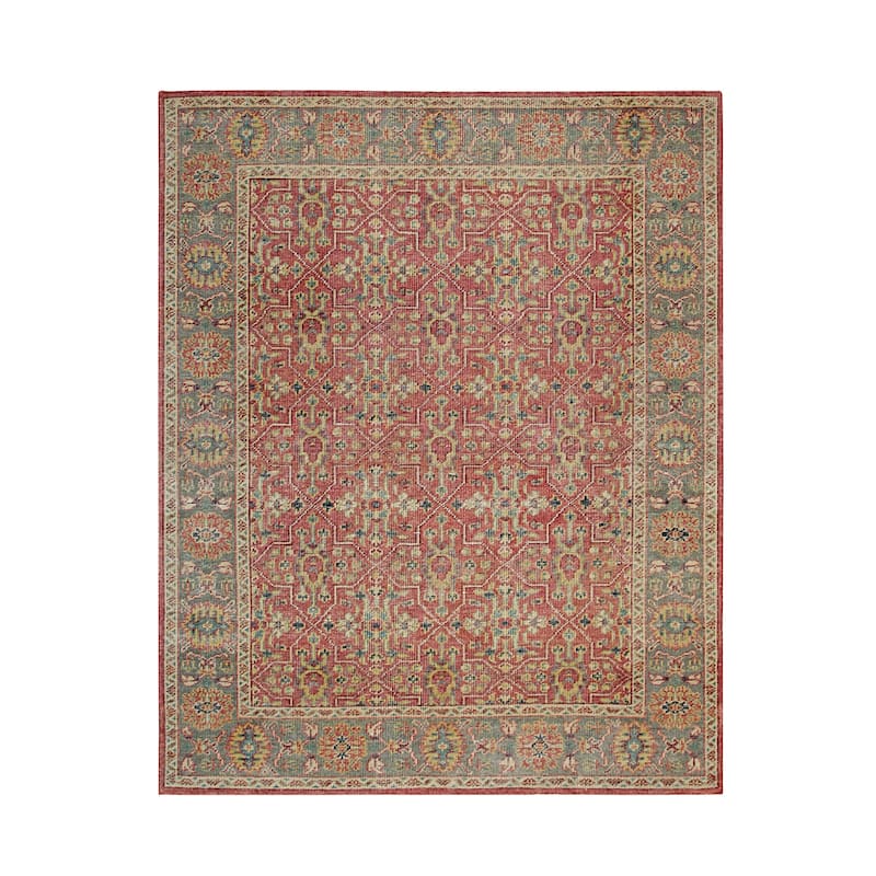 Rust Hand Knotted Wool Classic Rug 9' x 12' - All Over Pattern Elegant Fine Knot Highly Desired - N/A