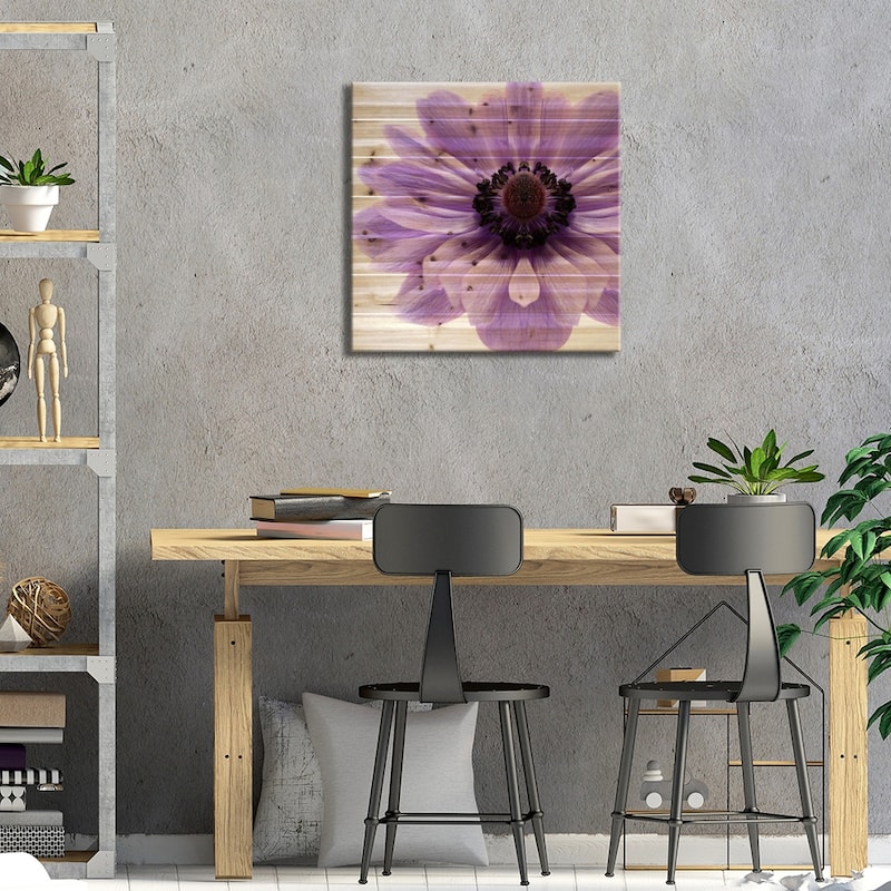 Pale Lilac Anemone Print On Wood by Alyson Fennell - Multi-Color