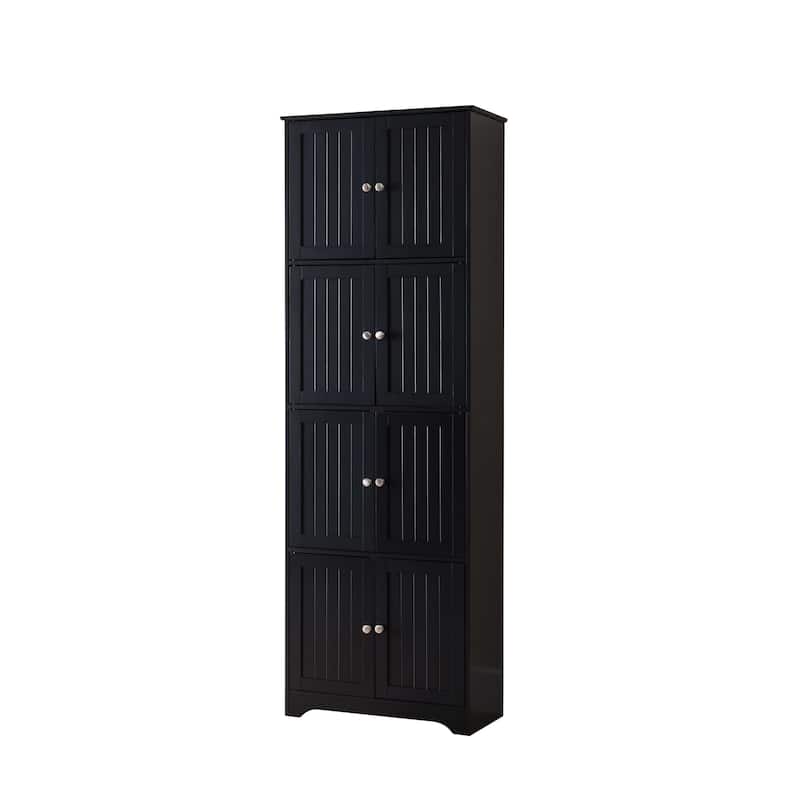 4-Tier Kitchen Pantry Storage Cabinet with 8 Doors, Black