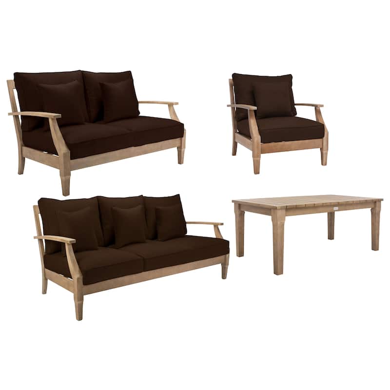 SAFAVIEH Couture Outdoor Patio Furniture Martinique Wood Arm Chair - 31"W x 36"D x 33"H