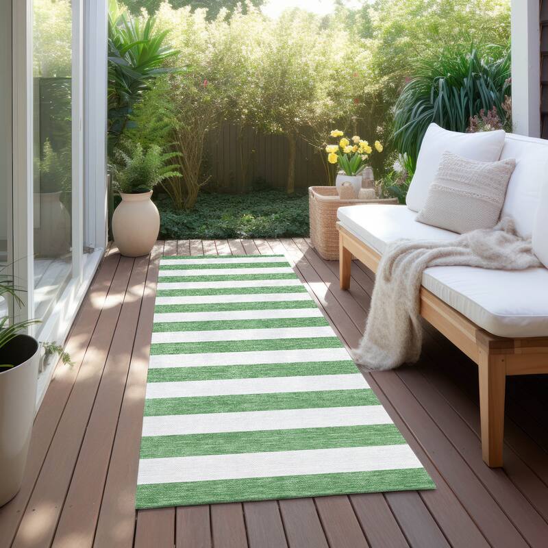 Jalu Stripe Weather Resistant Versatile Elegance Outdoor Rug