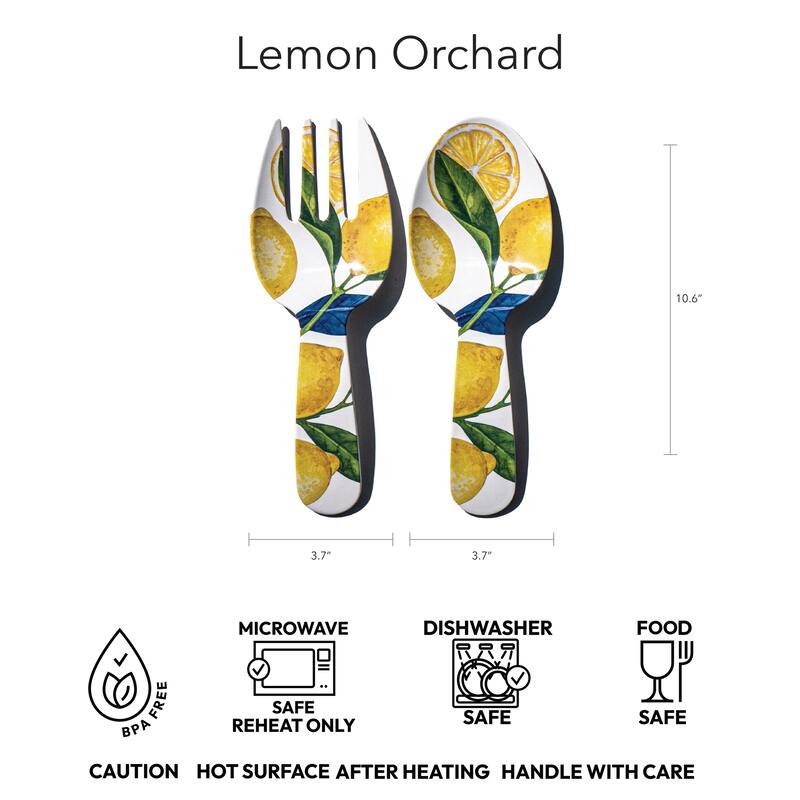 Abode Homewares Lemon Orchard Melamine Serving Utensils - Yellow - Set of 2