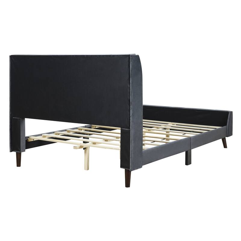 Full Upholstered Platform Bed in Velvet with Elegant Tufted Headboard, Support for 700lbs, and Open Underbed Storage