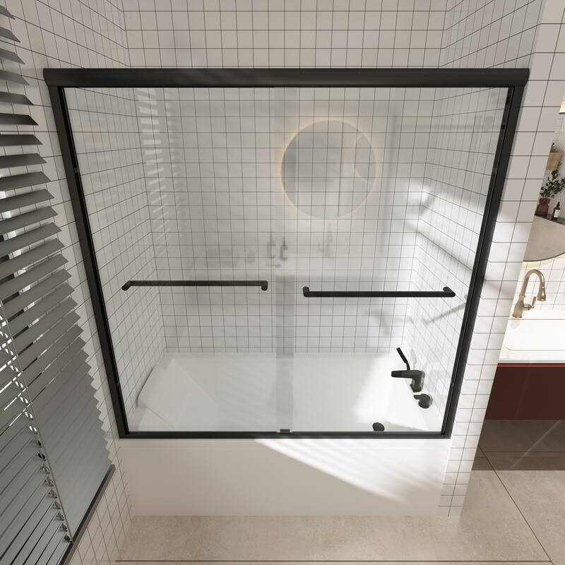 TOOLKISS Double Sliding Bathtub Shower Door - 56-60 inch.W x 58 inch.H - 56-60 inch.W x 58 inch.H