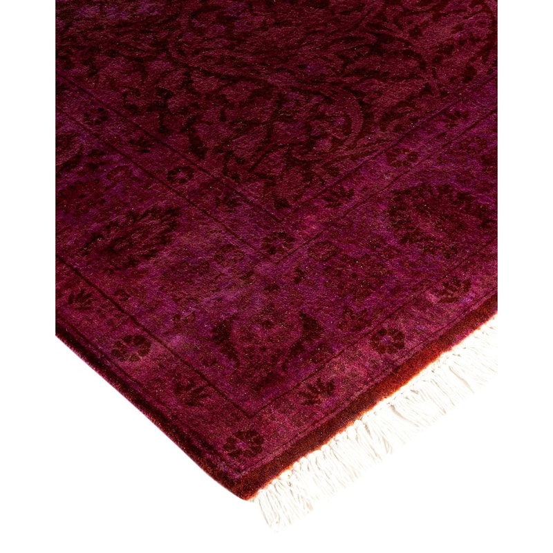 Overton Hand Knotted Wool Vintage Inspired Modern Contemporary Overdyed Purple Area Rug - 4' 0" x 6' 3"