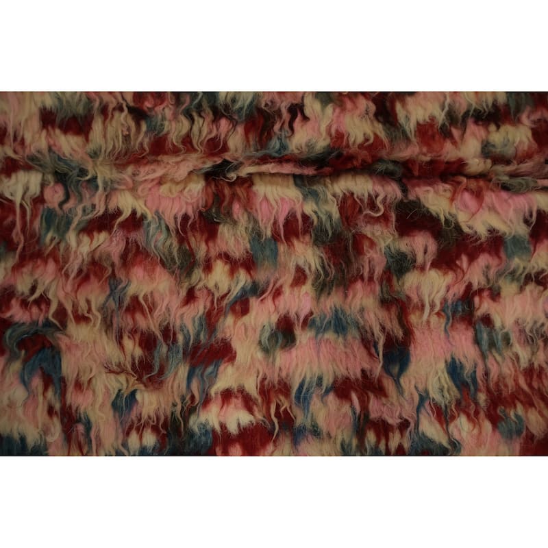 Hand Knotted Oriental 100% Wool Carpet Tribal Checkered Pink Moroccan Area Rug - 10' 7'' X 8' 5''