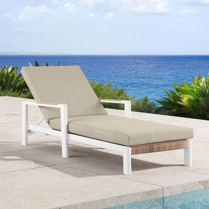Arlo Teak & Wicker Aluminum Dual-Use Outdoor Chaise Lounge (Set of 2)