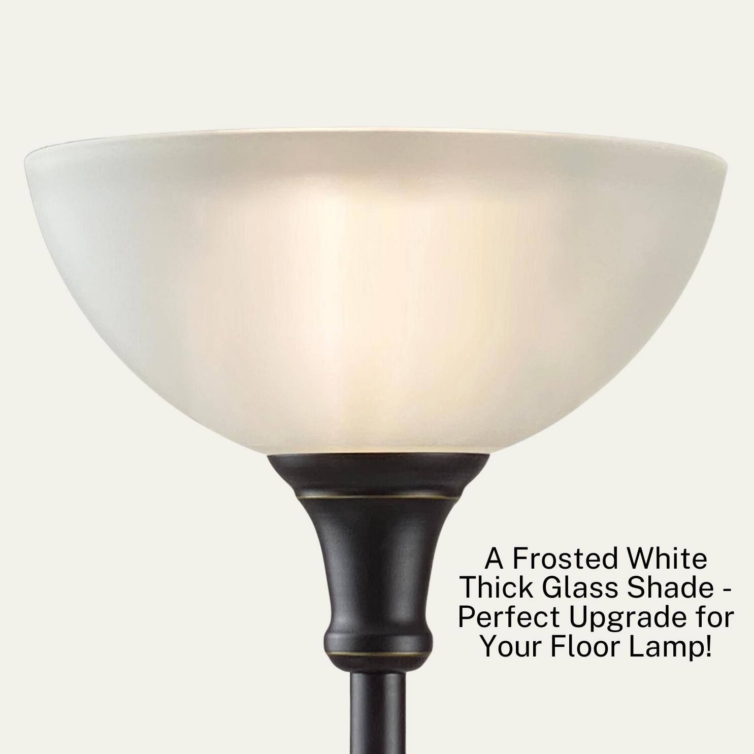 Floor Lamp Glass Shade Bowl Shaped (White) 12 Inches x 5 Inches