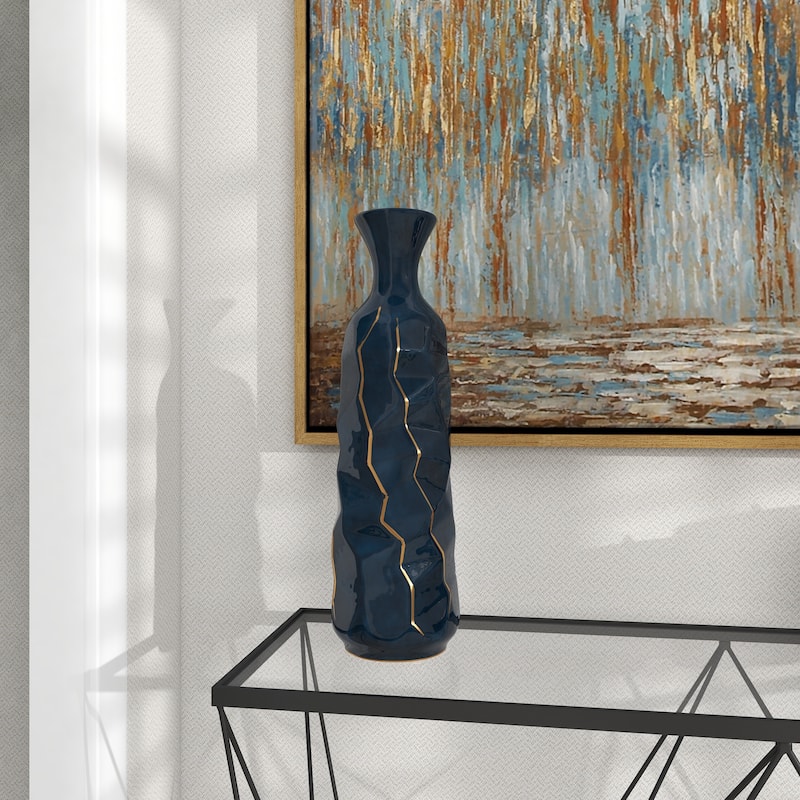 Blue Modern Smooth Glazed Stoneware Vase