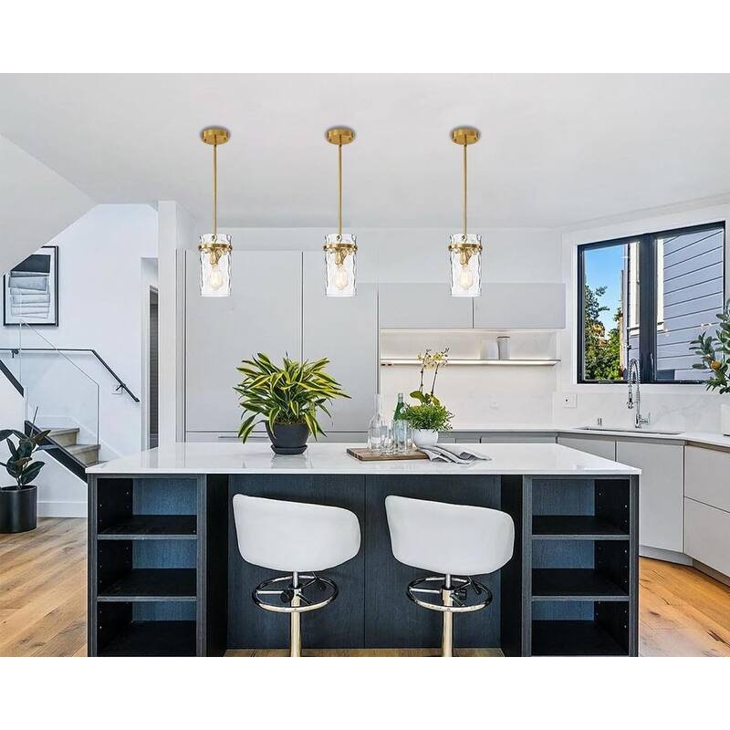 1 Pack dining room light gold pendant light glass, metal island lights