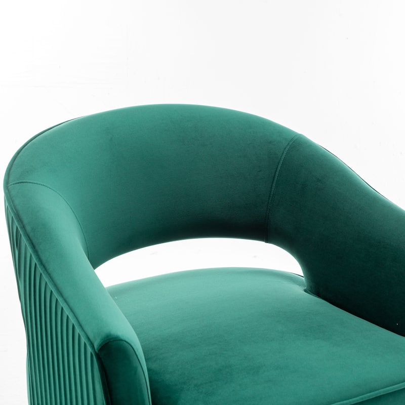 SEYNAR Modren Velvet Living Room Swivel Arm Barrel Chair with Tufted Back