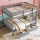 preview thumbnail 53 of 58, Rubber Wood Bunk Bed Frame with 2 Drawers,Convertible into 2 Beds