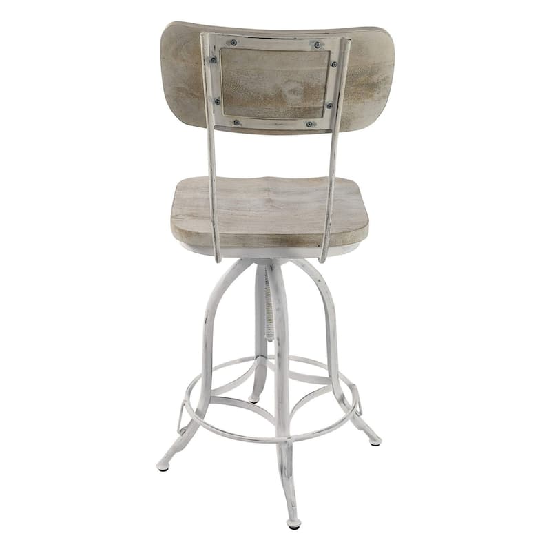 Adjustable Barstool with Curved Seat Back - 38.25" - White