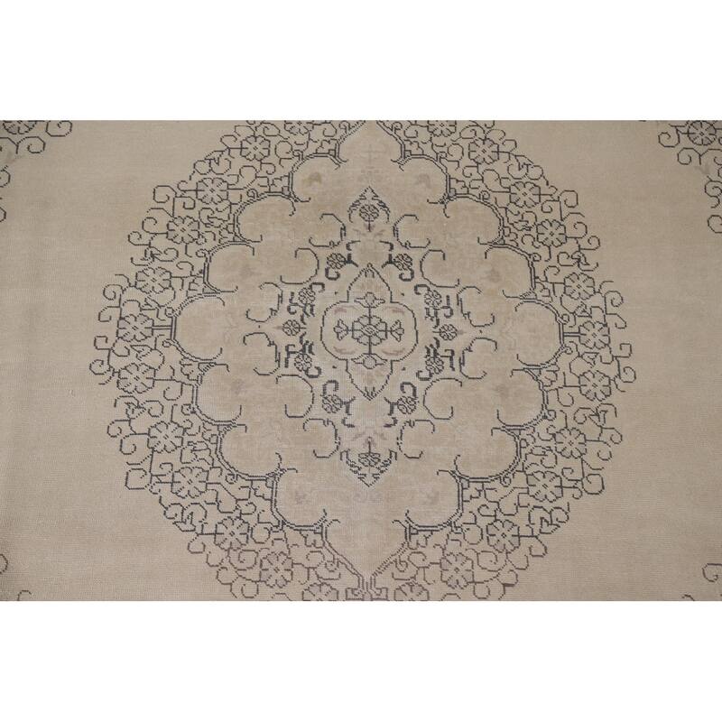 Hand Knotted Oriental 100% Wool Carpet Traditional Floral Beige & Ivories Tabriz Area Rug - 12' 4'' X 9' 4''
