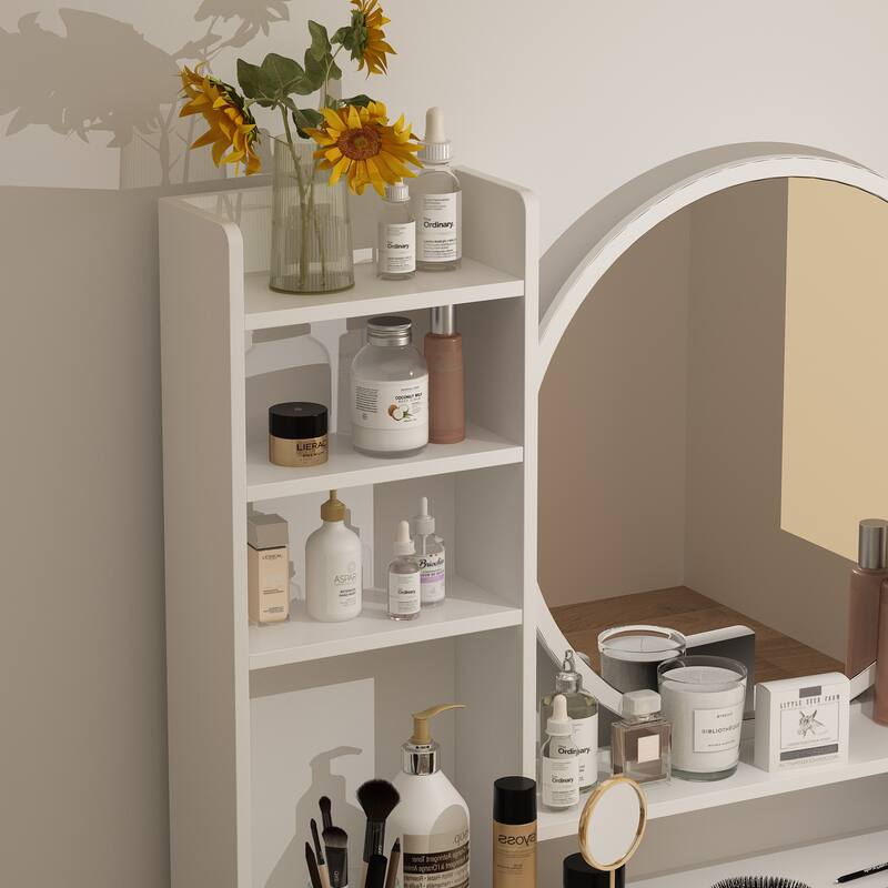 31.5" Wide Makeup Vanity Set with Stool and Mirror - 31.5"W