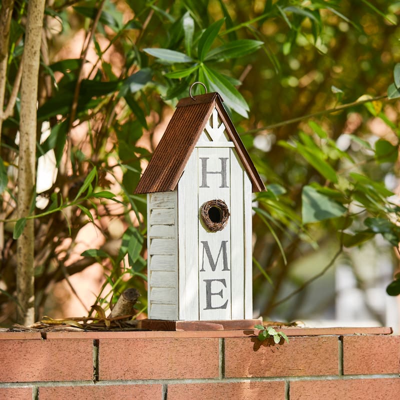 Glitzhome 14"H Farmhouse Solid Wood "HOME" Birdhouse
