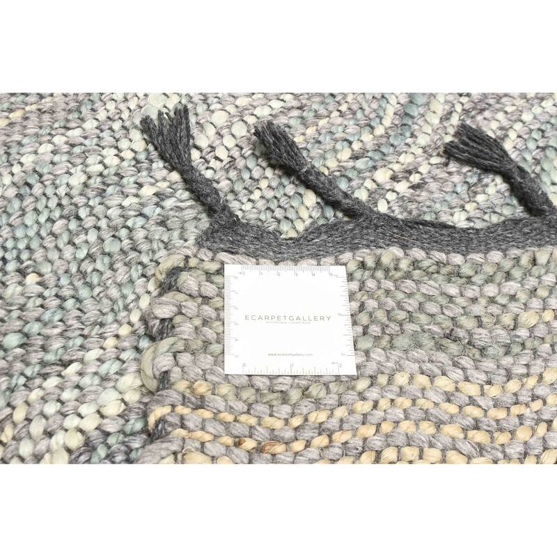 ECARPETGALLERY Braid weave Sienna Grey Wool Rug - 5'7 x 7'6