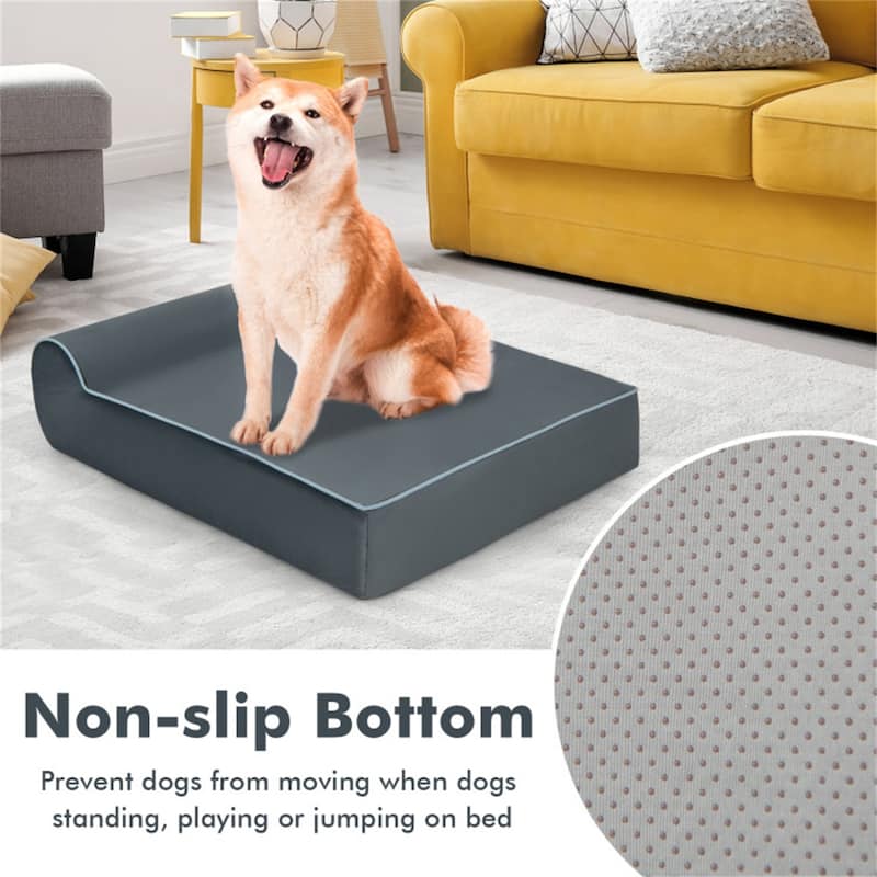 Orthopedic Dog Bed Dog Sofa With Headrest And Removable Washable Cover - Multi