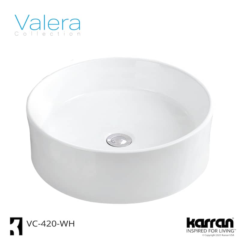 Karran Valera 18" Vitreous China Vessel Bathroom Sink in White
