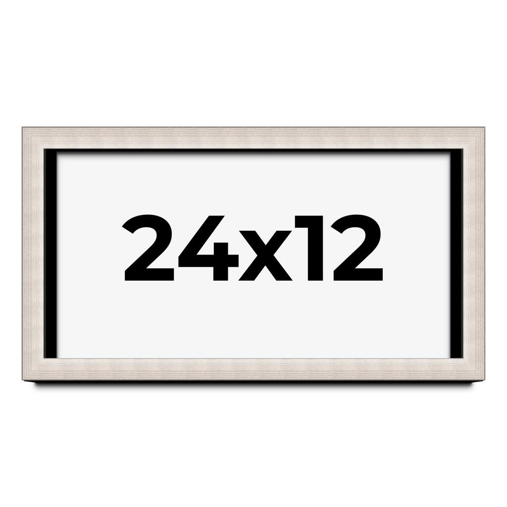 24x12 Shadow Box Frame Silver Real Wood Contemporary Shadowbox Display Frame UV Acrylic Front Acid Free Backing and Hardware