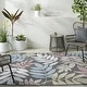 preview thumbnail 1 of 12, Livabliss Lakeside Coastal Floral Outdoor Area Rug Black/Multi - 2' x 2' 11"