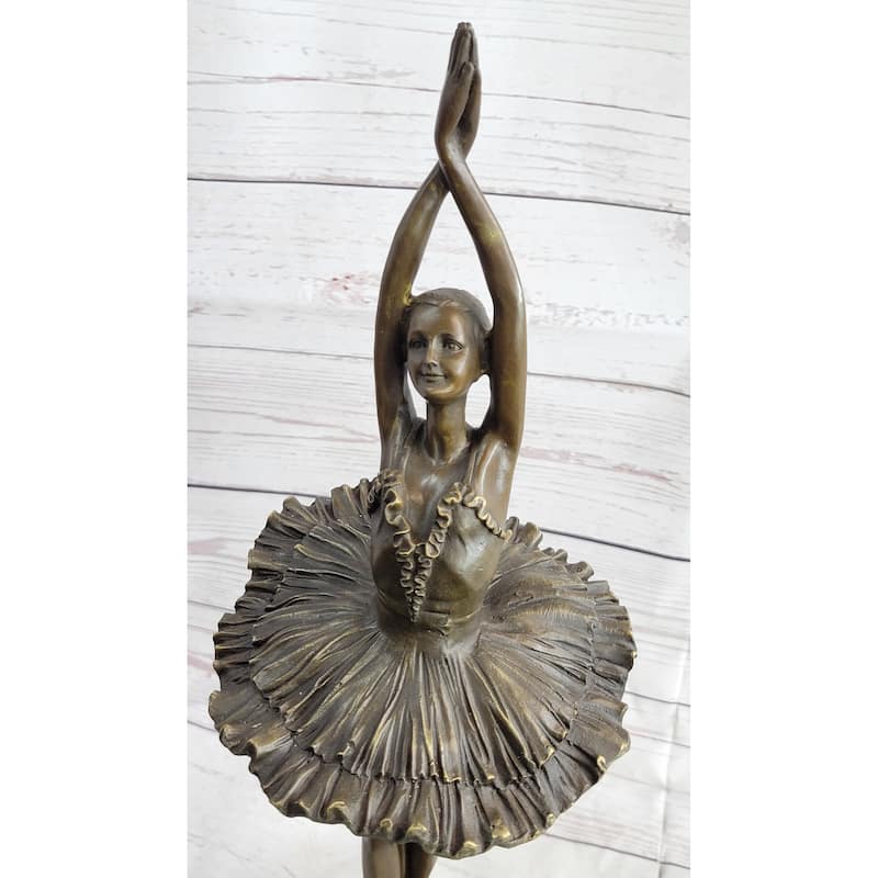 Large Miguel Lopez Prima Ballerina Wearing Tutu Genuine Bronze Sculpture Statue
