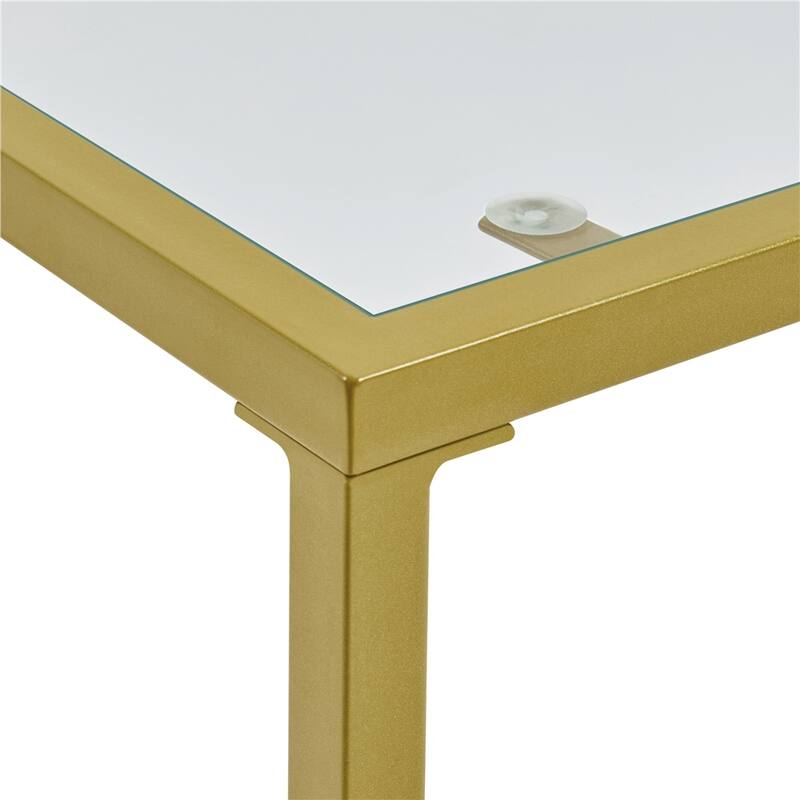 Yaheetech 42" 2-layer Coffee Table Tempered Glass Table with Storage