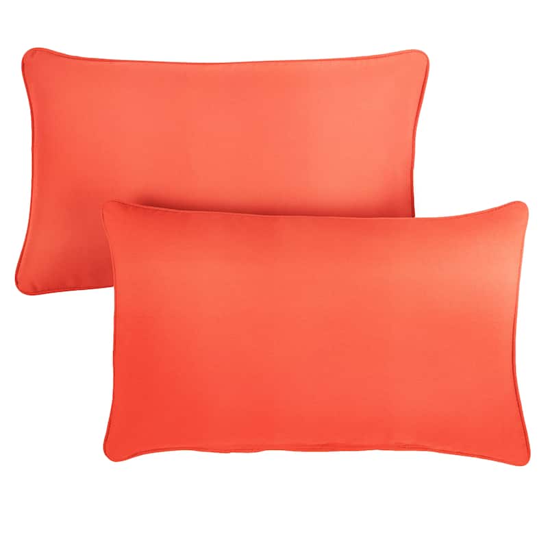 Sorra Home Sunbrella Canvas Melon Corded Indoor/ Outdoor Pillows (Set of 2) - 13 in x 20 in